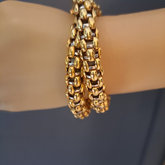 FOPE 18K White Yellow Gold Twist Snake Blue Green Cabochons VTG 1989 RARE - Picture 2 of 12